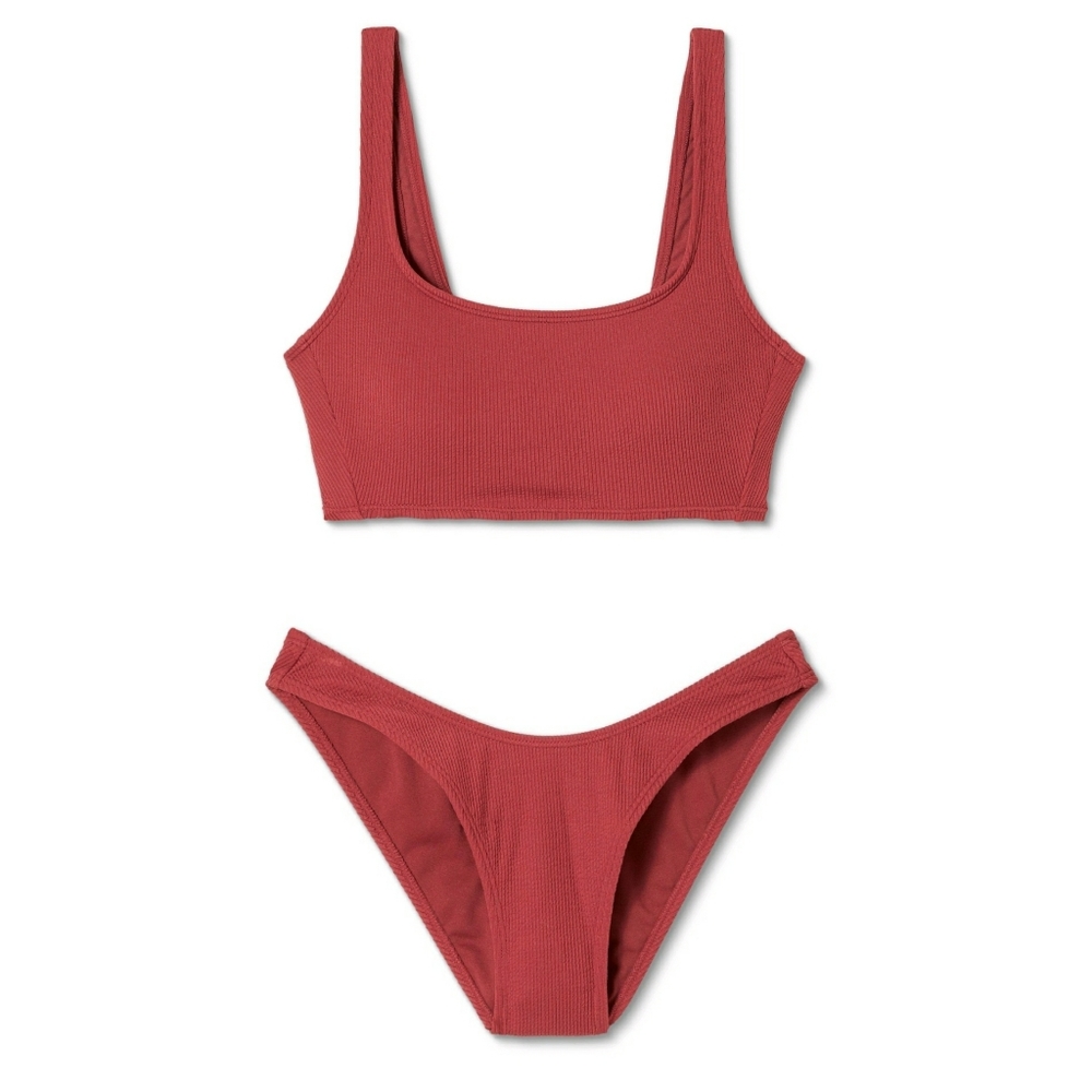 🆕️ Xhilaration Ribbed Bikini Top & Bottom Large (8-10)